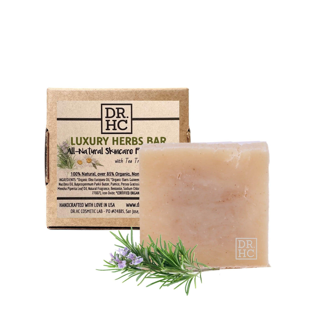 DR.HC All-Natural Skincare Face Soap - Luxury Herbs Bar (110g, 3.8oz.) (Pore Shrinking, Anti-acne, Anti-dandruff, Anti-hair loss...)