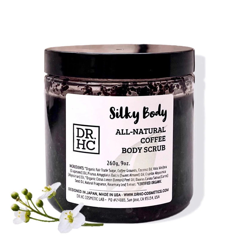 DR.HC Silky Body All-Natural Coffee Body Scrub (260g, 9oz.) (Skin brightening, Anti-aging, Anti-acne, Detoxifying, Softening...)
