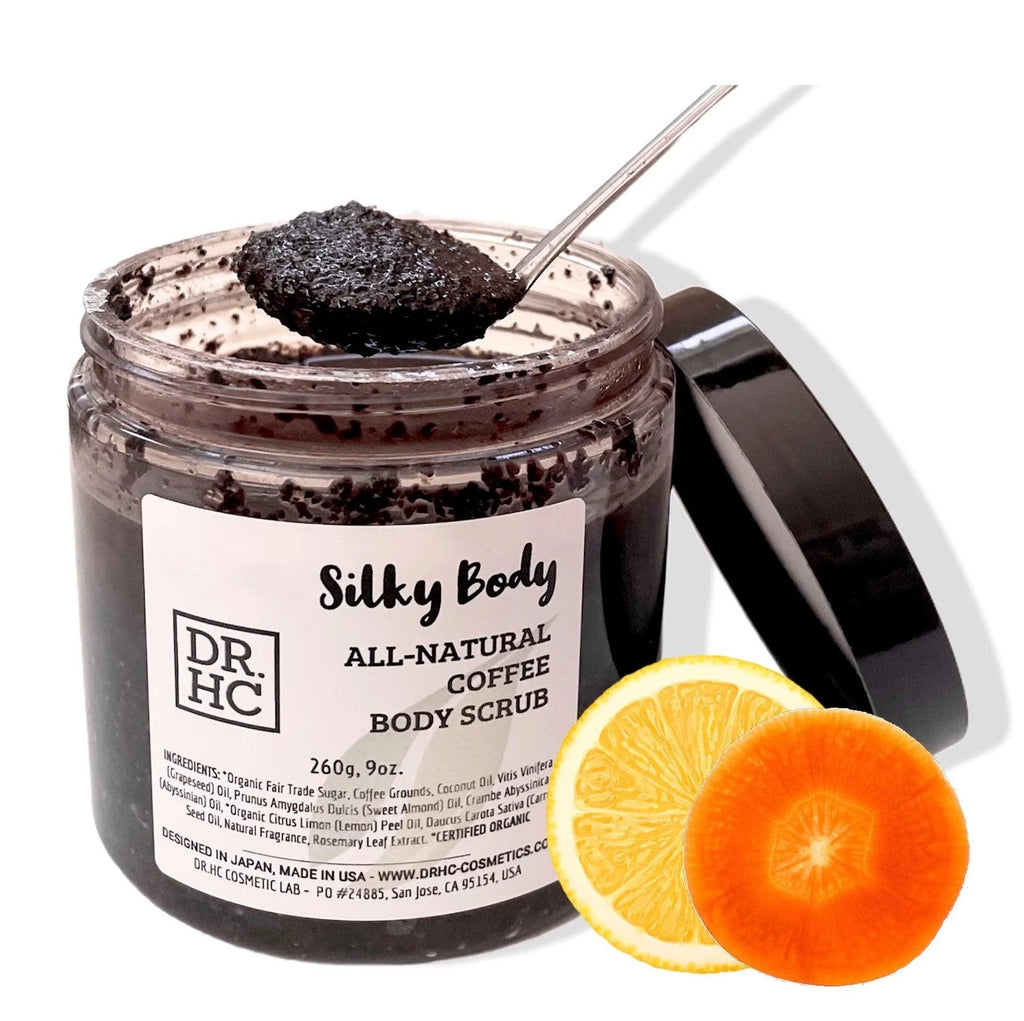 DR.HC Silky Body All-Natural Coffee Body Scrub (260g, 9oz.) (Skin brightening, Anti-aging, Anti-acne, Detoxifying, Softening...)