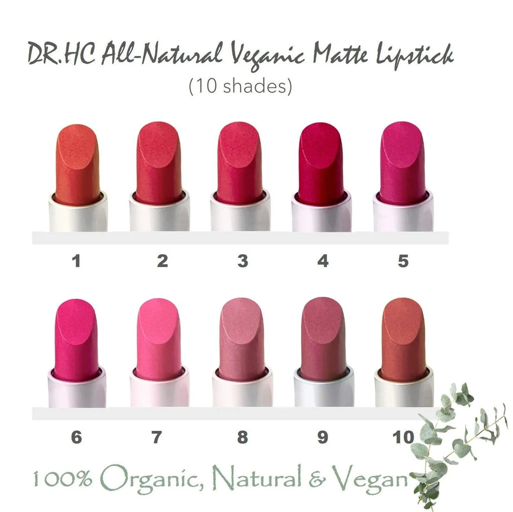All-Natural Veganic Matte Lipstick (10 Shades) (4g, 0.14oz.)