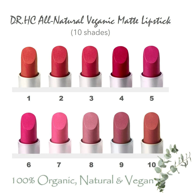 All-Natural Veganic Matte Lipstick (10 Shades) (4g, 0.14oz.)