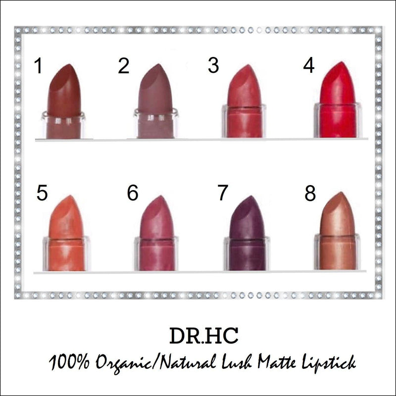 DR.HC 100% Natural/Organic & Vegan Matte Lipstick (8 Shades) (4.25g, 0.15oz.) - Lip Makeup - DR.HC - Anti-aging, Antioxidant, Highly Nutritious Makeup, Long-lasting, Matte Finish, Moisturizing, Skin Recovery, Skin Revitalizing, ■PREMIUM, ▸DROPSHIP, ●All Skin Types, ●Sensitive Skin, ●Skin with Breakouts, ●Super-Dry Skin, ●Super-Oily Skin, ★Good for PREGNANCY, ★Must be GLUTEN-FREE, ★Must be VEGAN - DR.HC Cosmetic Lab