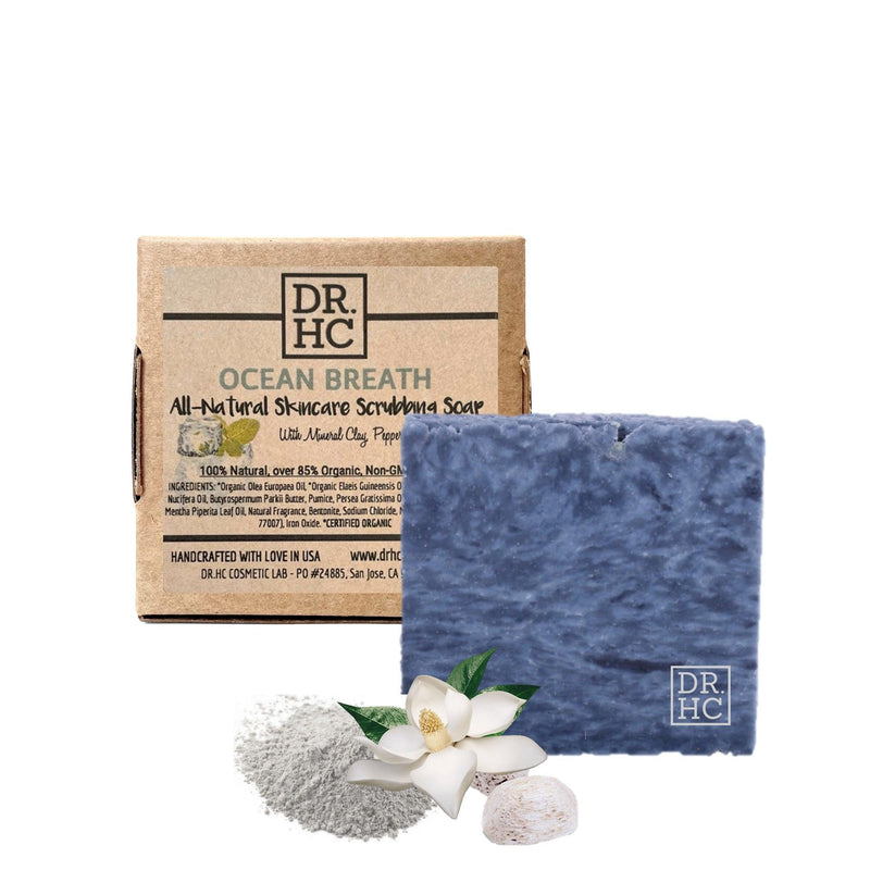 DR.HC All-Natural Skincare Scrubbing Soap - Ocean Breath (110g, 3.8oz.) (Exfoliating, Detoxifying, Anti-aging, Toning...)