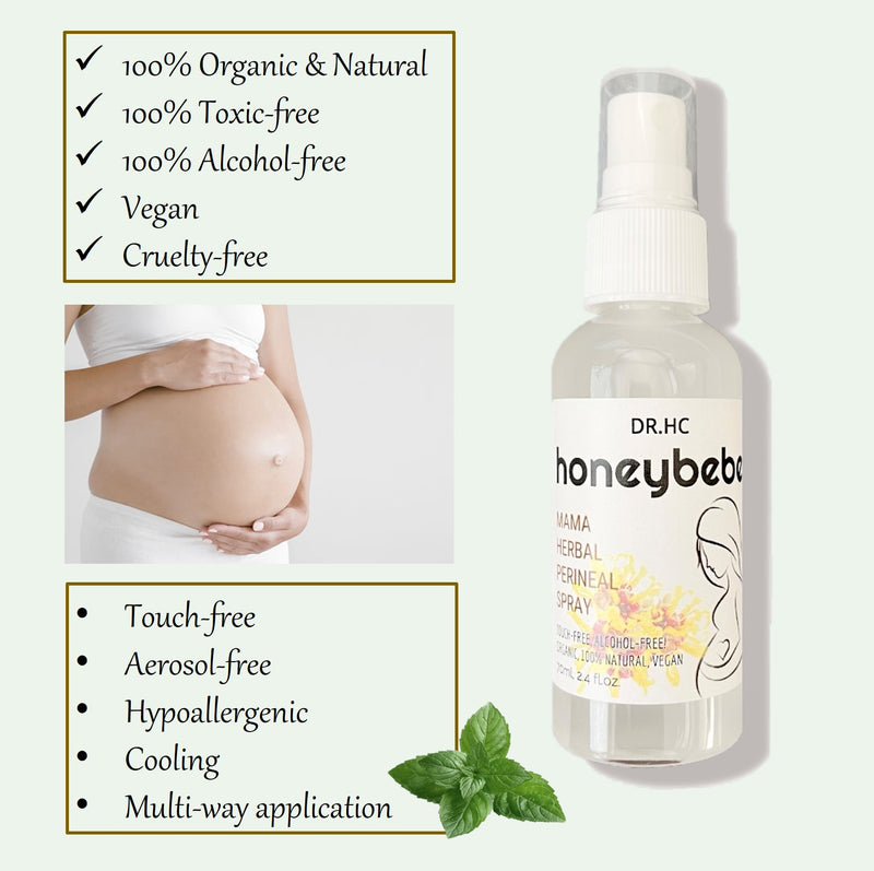 DR.HC Honeybebe' Mama Herbal Perineal Spray for Postpartum Recovery (100% Organic, Natural & Vegan) (70ml, 2.4 fl.oz.)